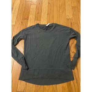Athleta women's dark grey crew neck pullover with thumb holes sweater size XS